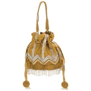 America & Beyond Beaded Bucket Handbag